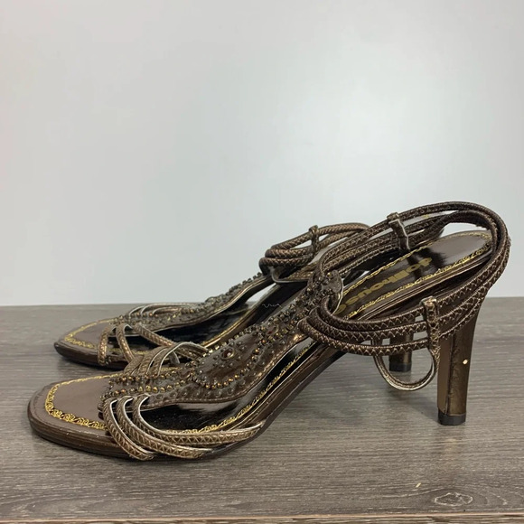 Dollhouse Womens Strappy Jewelled Heeled Sandals Sz 8 Boho Whimsy Fairycore FLAW - Picture 11 of 16